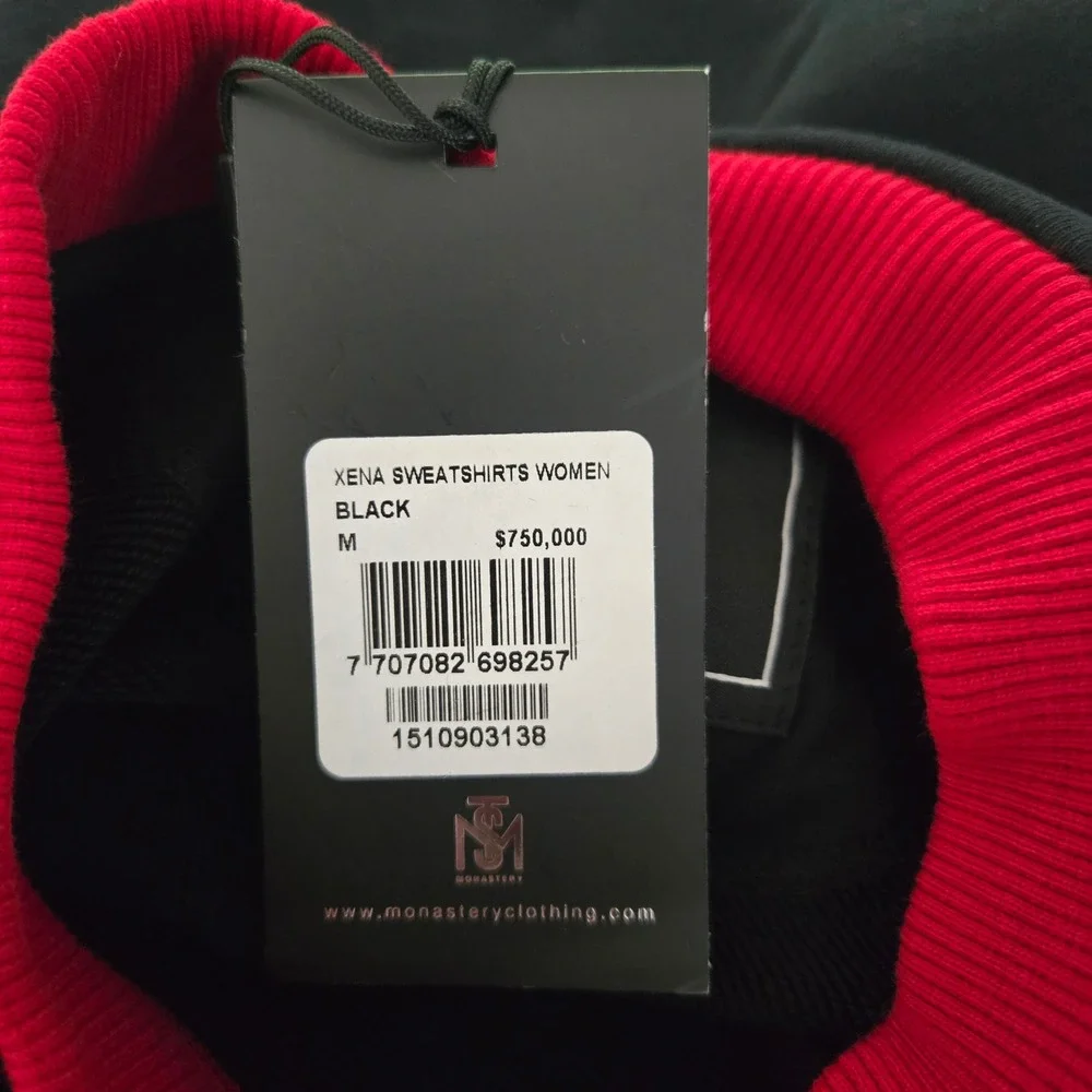 NWT Monastery Couture Sweatshirt Black Red Heart Luxury Cotton Mens M Streetwear - Picture 3 of 10